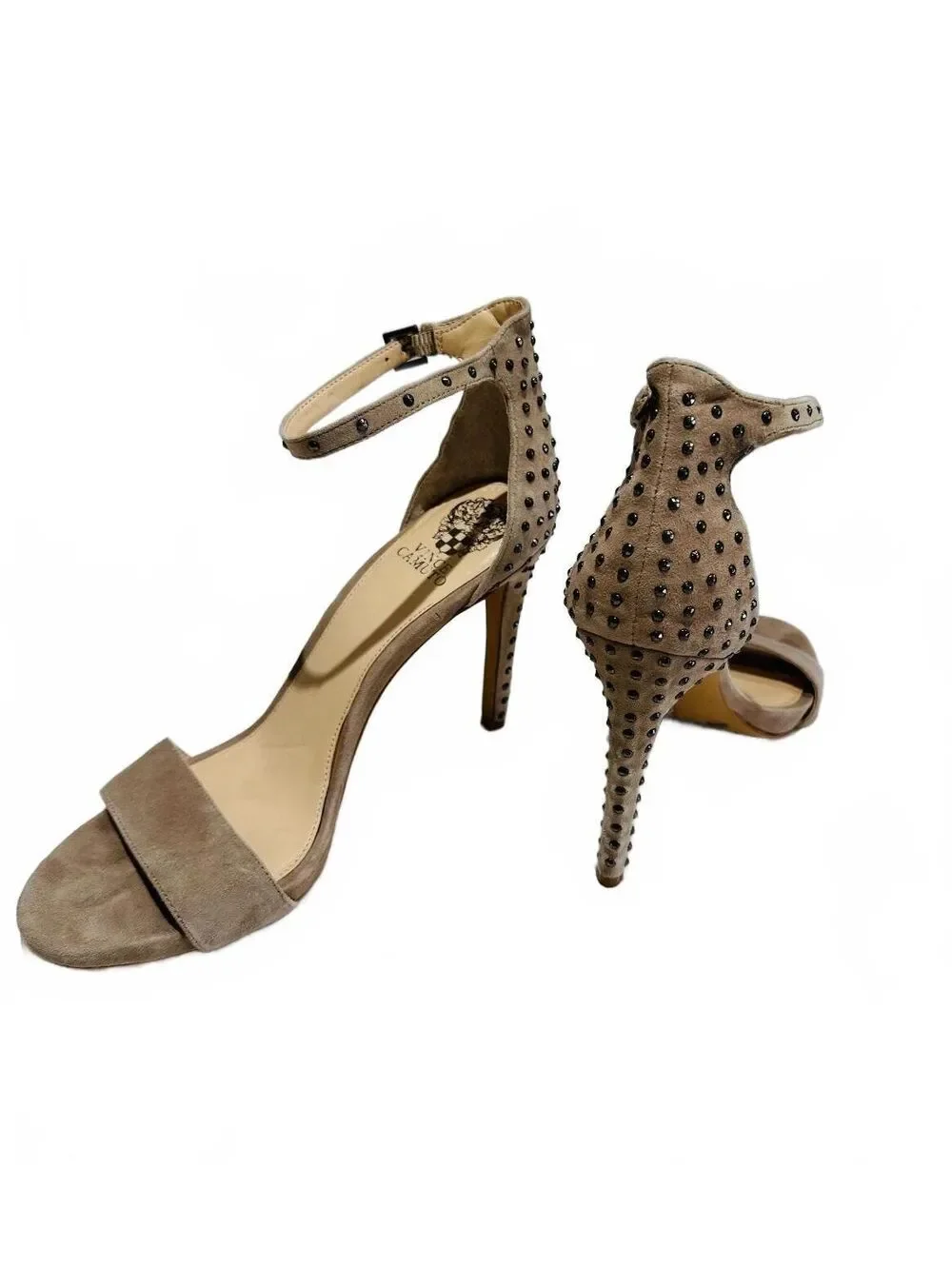 Vince Camuto Women's Suede Studded High Heel Sandals Ankle Strap Size 10